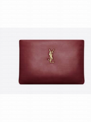 SAINT LAURENT CALYPSO SMALL POUCH IN LAMBSKIN 765025 ROUGE MERLOT