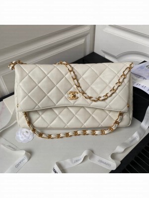 Chanel Shoulder Bag Lambskin & Gold-Tone Metal AS4777 white
