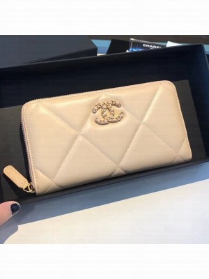 Chanel 19 Goatskin Long Zipped Wallet AP1063 Apricot 2019 Collection
