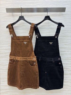 Prada Corduroy Suspender Skirt