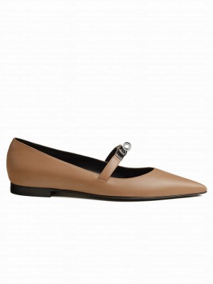 Hermes Women's Kelly Ballet Flat Coffee