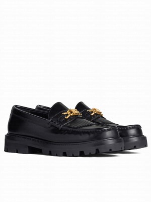 Celine Women's Margaret Loafer With Triomphe Chain In Polished Bull Black