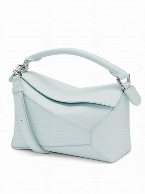 Loewe Mini Puzzle Bag In Classic Calfskin Light Blue