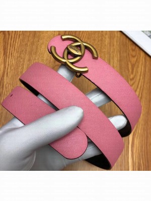 Chanel Width 3cm Logo Buckle Leather Belt Pink