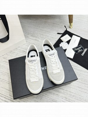Chanel Fabric, Suede & Calfskin G40012 Sneakers 2023SS White