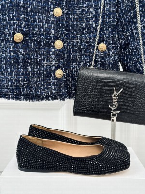Loewe Toy ballerina in suede and allover rhinestones All Black