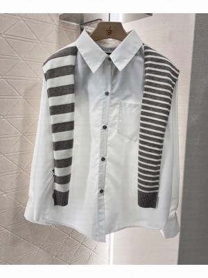 Christian Dior Women's Fake Two Piece Shirt Gray