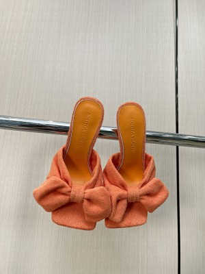 BOTTEGA VENETA HEEL 9CM EASY TOWEL BOW MULE SANDALS ORANGE 2022 Collection