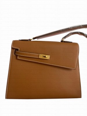 Hermes Kelly II Sellier 25 Epsom Shoulder Bag Light Coffee