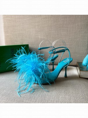 Bottega Veneta Feather Dot 9cm Sandals Turquoise Blue 2021 Collection