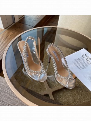 Aquazzura Seduction Crystal Toee Pump 105mm Silver 2022 Collection