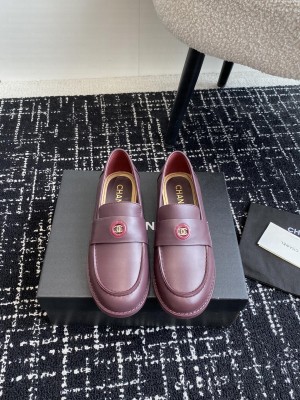 Chanel MOCCASINS G45988 Calfskin Burgundy Loafer 2024
