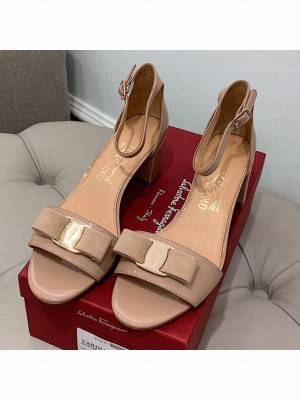 Salvatore Ferragamo Vara Patent Leather Bow Sandals 6cm Nude Spring/Summer 2021 Collection