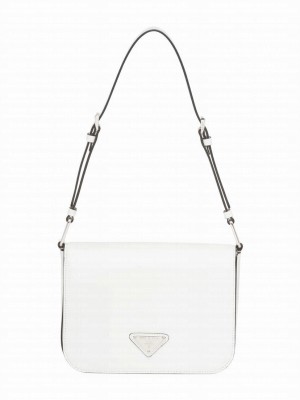 Prada Brushed leather shoulder bag 1BD308 White