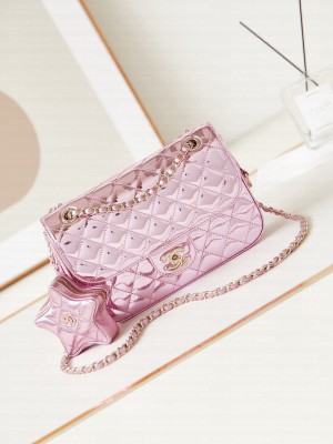 Chanel 24C Original Leather Flap Bag & Star Coin Bag AS4648 Pink