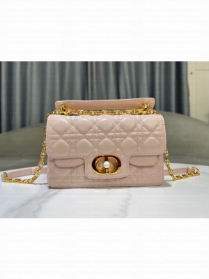 Small Dior Jolie Top Handle Bag Cannage Calfskin M9271U Powder Pink