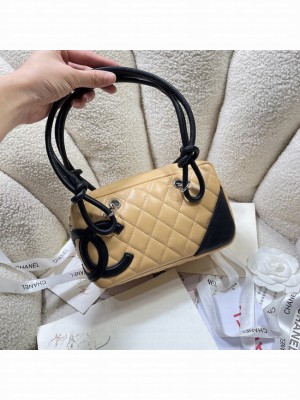 Chanel Sheepskin TOP HANDLE BAG AS8012 Apricot&black