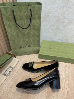 Gucci 55mm Vintage GG Wood Heel Black Pumps 2022 Collection
