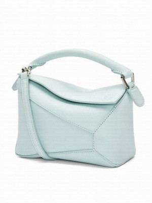 Loewe Mini Puzzle Bag In Classic Calfskin Light Blue