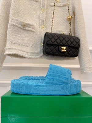 Bottega Veneta Unisex Resort Sponge Towel Slides Sandals 2022 Collection,Light Blue