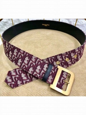 Dior Width 5cm Oblique Jacquard Canvas Diorquake Belt Burgundy