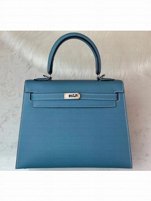 Hermes Kelly 25cm Bag in Original Epsom Leather Sky Blue
