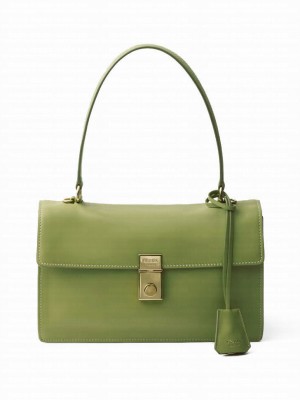 Prada Soft Sound Medium Leather Shoulder Bag 1BN023 Green
