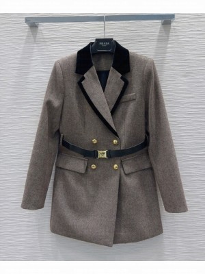 Prada Women's Double-breasted Jacket Henna