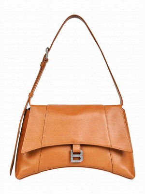 Balenciaga Downtown Medium Shoulder Bag Coffee