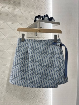Christian Dior Dioriviera Skort Blue and White Dior Oblique Jacquard Technical Taffeta