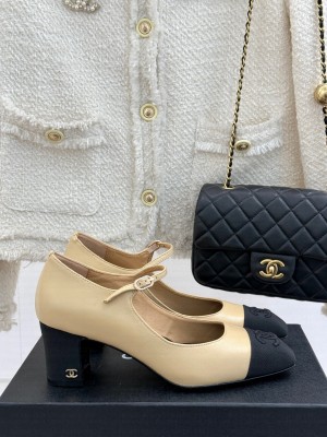 Chanel lambskin & cotton pumps black/beige 2025