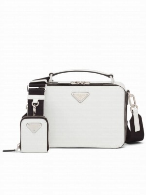 Prada Brique Saffiano Leather Cross-Body Bag 2VH069 White
