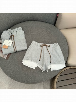 Miu Miu Drawstring Shorts Gray