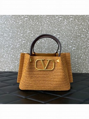 VALENTINO Small RAFFIA MACRAME Shoulder Bag 0330S brown
