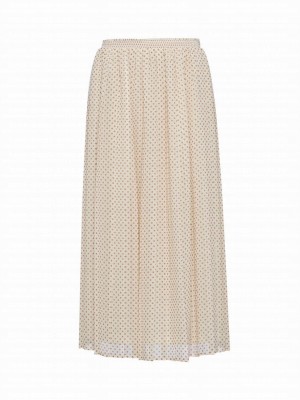 Prada Women's Polka-dot Georgette Midi Skirt Cream