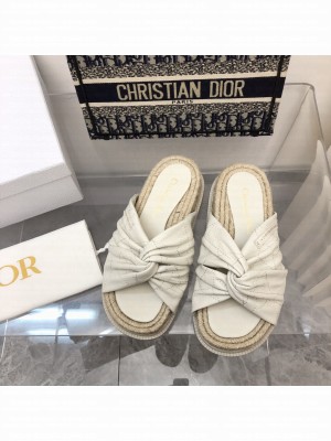 Dior Espadrilles Slide Sandals in White Lampskin 2022 Collection