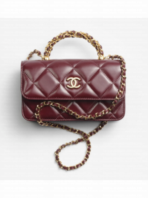 CHANEL FLAP PHONE HOLDER WITH CHAIN AP4167 Burgundy