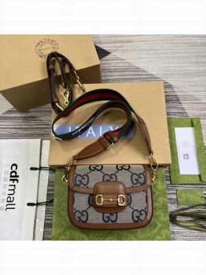 Gucci Horsebit 1955 GG mini bag 658574 blue&brown