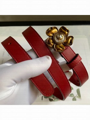 Gucci Calfskin Belt 20mm with Flower Buckle Red 2020 Collection