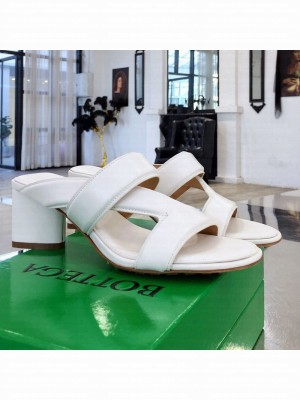 Bottega Veneta Band Calfskin Heel 5cm Sandals White  2021 Collection 08 