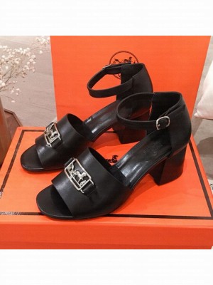 Hermes Villa Calfskin Sandals Black 2020 Collection