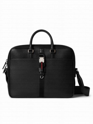 Gucci Medium Briefcase With Web 816757 Black