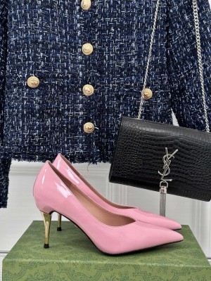 Gucci women's 8.5cm Metal effect heel Pointed toe Pump Pink