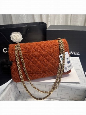 Chanel CLASSIC 11.12 HANDBAG Wool Tweed & Gold-Tone Metal A01112 Brown