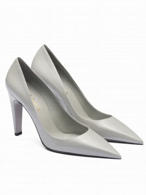 Prada Women's Brushed Leather Pumps 1I288N Gray