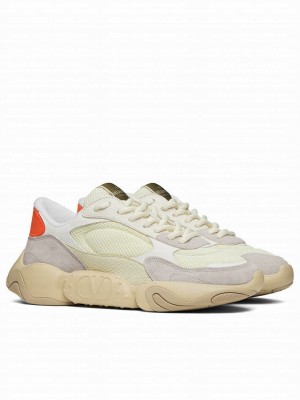 Valentino Unisex Garavani Bubbleback Mesh And Suede Sneaker Orange