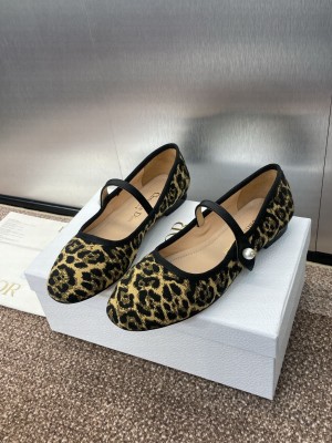 Dior Mary Janes Flats Brown Leopard Cannage Tweedand 2025