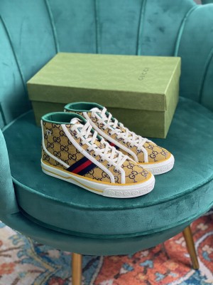 Gucci Unisex Tennis 1977 GG Multicolor high-top Yellow Sneaker 2021 Collection