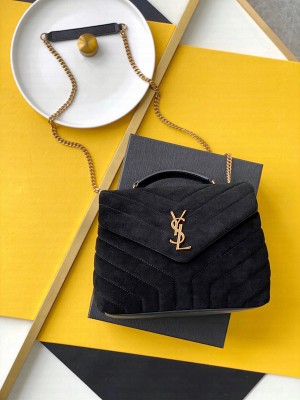 YSL Saint Laurent LouLou Small Bag in Y-Quilted Suede 4946991 Black