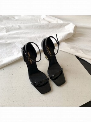 Saint Laurent Cassandra Patent Sandals 10cm Black 2022 Collection